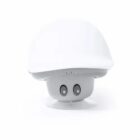 White mushroom-shaped object with two black-and-white eyes on a plain white background.