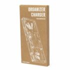 Brown box labeled Organizer Charger Bamboo with a white sketch of the product on front.