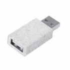 A white USB to micro USB adapter with a speckled texture.
