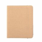 Closed, plain, light brown folder or binder on a white background.