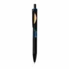 Black retractable pen with a clip and grow logo printed in blue on the barrel.