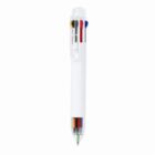 Multi-color retractable pen with white body and four color options: black, red, blue, green.