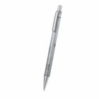 A silver retractable mechanical pencil with a pocket clip.