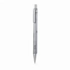 A metallic mechanical pencil on a white background.