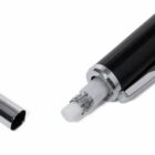 A close-up of a mechanical pencil with the eraser exposed and the cap removed.