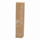 Tall brown box labeled Salt and Pepper Mill with an outline of a mill on the front.