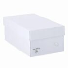 Plain white cardboard shoe box with a lid, photographed on a white background.
