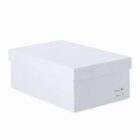 Plain white cardboard shoe box with a lid, placed on a white background.