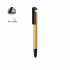 Gold and black ballpoint pen with a clip, shown vertically on a white background.