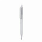 A white retractable ballpoint pen on a plain white background.