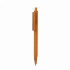 A brown retractable ballpoint pen on a white background.