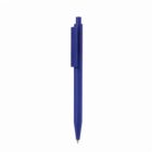 A blue retractable ballpoint pen on a white background.