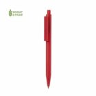 Red click pen made from wheat straw, shown on a white background.
