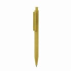 Yellow retractable pen with a clip, shown vertically on a white background.