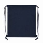 Black drawstring bag with strings on both sides against a plain white background.