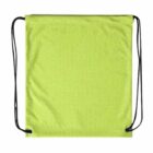Lime green drawstring bag with black cords, shown flat against a white background.