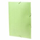 Light green office folder with three elastic bands securing the edges, standing upright.
