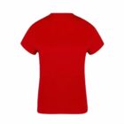 Back view of a plain red short-sleeve t-shirt on a white background.