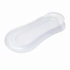 Transparent inflatable pool lounger with a built-in pillow on white background.