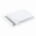 White folding cutting board with knife-friendly surface and hinged design.