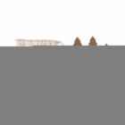 A gray cliff with brown trees on top under a white sky.