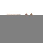 Two pine trees and a snowy hill against a white background.