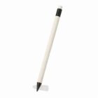 A white pencil with a black tip and eraser, standing upright on a white background.