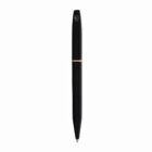 Black ballpoint pen with a gold band, shown upright on a white background.