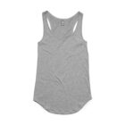 A plain gray racerback tank top laid flat on a white background.