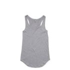 Gray sleeveless tank top laid flat on a white background.
