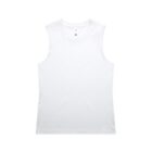 White sleeveless tank top laid flat on a plain white background.