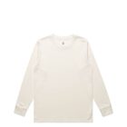 Plain long-sleeve cream-colored t-shirt laid flat on a white background.