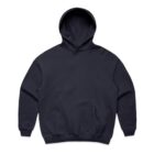 Plain black hooded sweatshirt with a front pocket, laid flat on a white background.