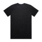 Back view of a plain black short-sleeve t-shirt on a white background.