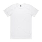 Plain white short-sleeve t-shirt laid flat on a white background.