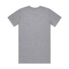 Plain gray short-sleeve t-shirt laid flat, shown from the back.