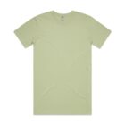 Plain light green short-sleeve t-shirt laid flat on a white background.