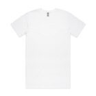 Plain white short-sleeve t-shirt laid flat on a white background.