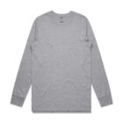 A plain gray long-sleeve crewneck t-shirt laid flat on a white background.
