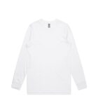 Plain white long-sleeve t-shirt laid flat on a white background.