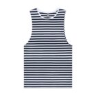 Sleeveless tank top with horizontal black and white stripes, laid flat on a white background.