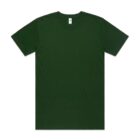 Plain dark green short-sleeve t-shirt laid flat on a white background.