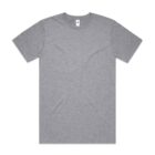 Plain gray short-sleeve t-shirt laid flat on a white background.