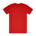 Plain red short-sleeve t-shirt shown from the back on a white background.