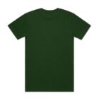 Plain dark green short-sleeve t-shirt, shown from the back against a white background.