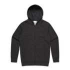 A plain black zip-up hoodie with a hood, laid flat on a white background.