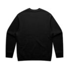 Plain black crewneck sweatshirt shown from the back on a white background.