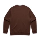Back view of a plain brown long-sleeve crewneck sweatshirt on a white background.