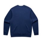 A plain navy blue crewneck sweatshirt shown from the back.