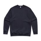 Plain black crewneck sweatshirt laid flat on a white background.